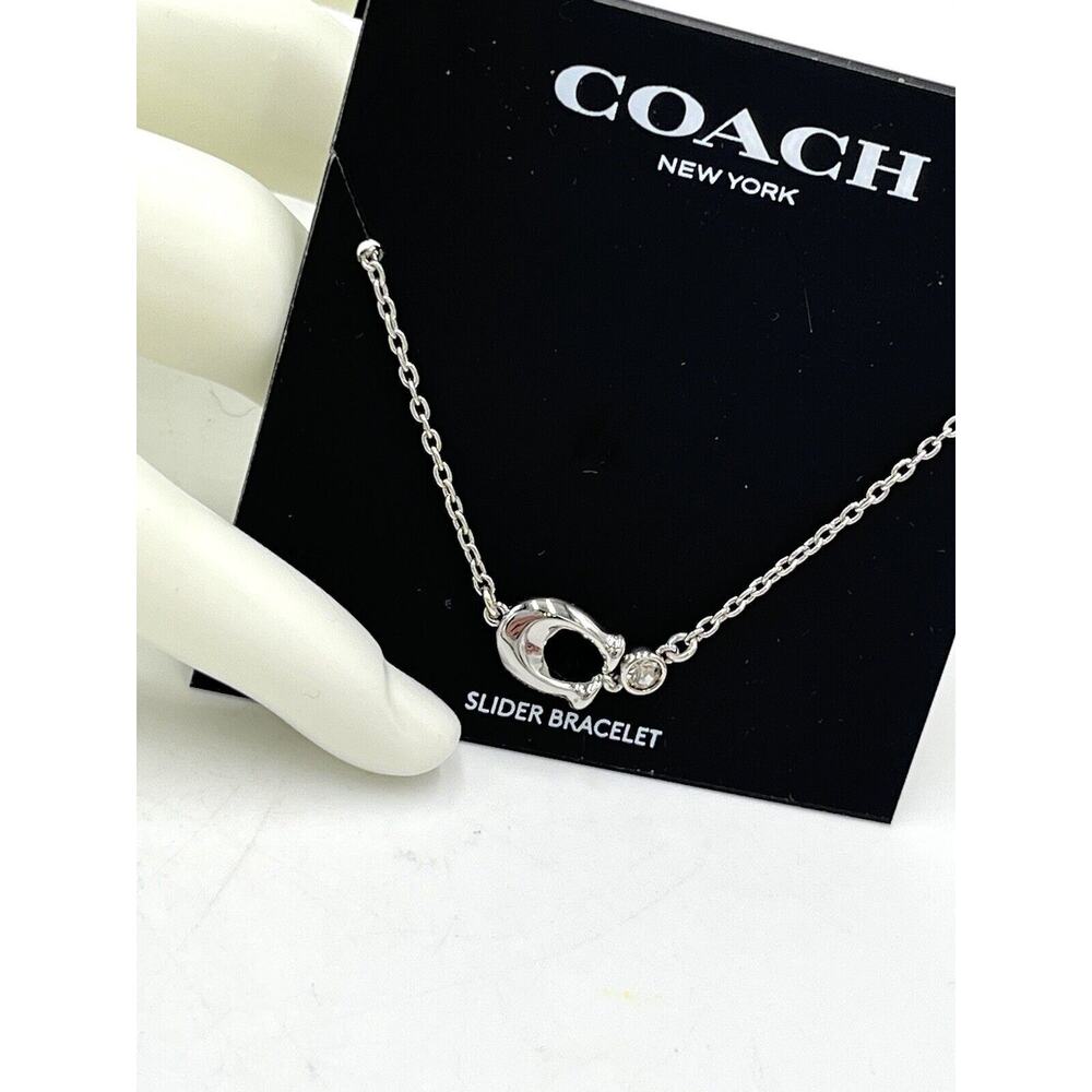 COACH Chubby‎ C Logo Crystal Charm Signature Women’s Slider Bolo Bracelet New - Picture 3 of 8